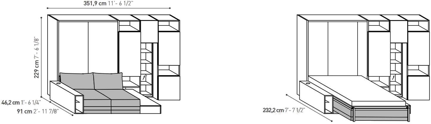 TUMIDEI Оборудованная стенка с раскладной кроватью On-off sun-id-1353153 - Вид №3