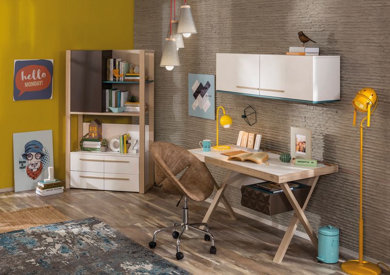 Письменный стол с ящиком 130 см светлый дуб Lofter CILEK LOFTER 00-3832437 Бежевый Santreyd  - Вид №1