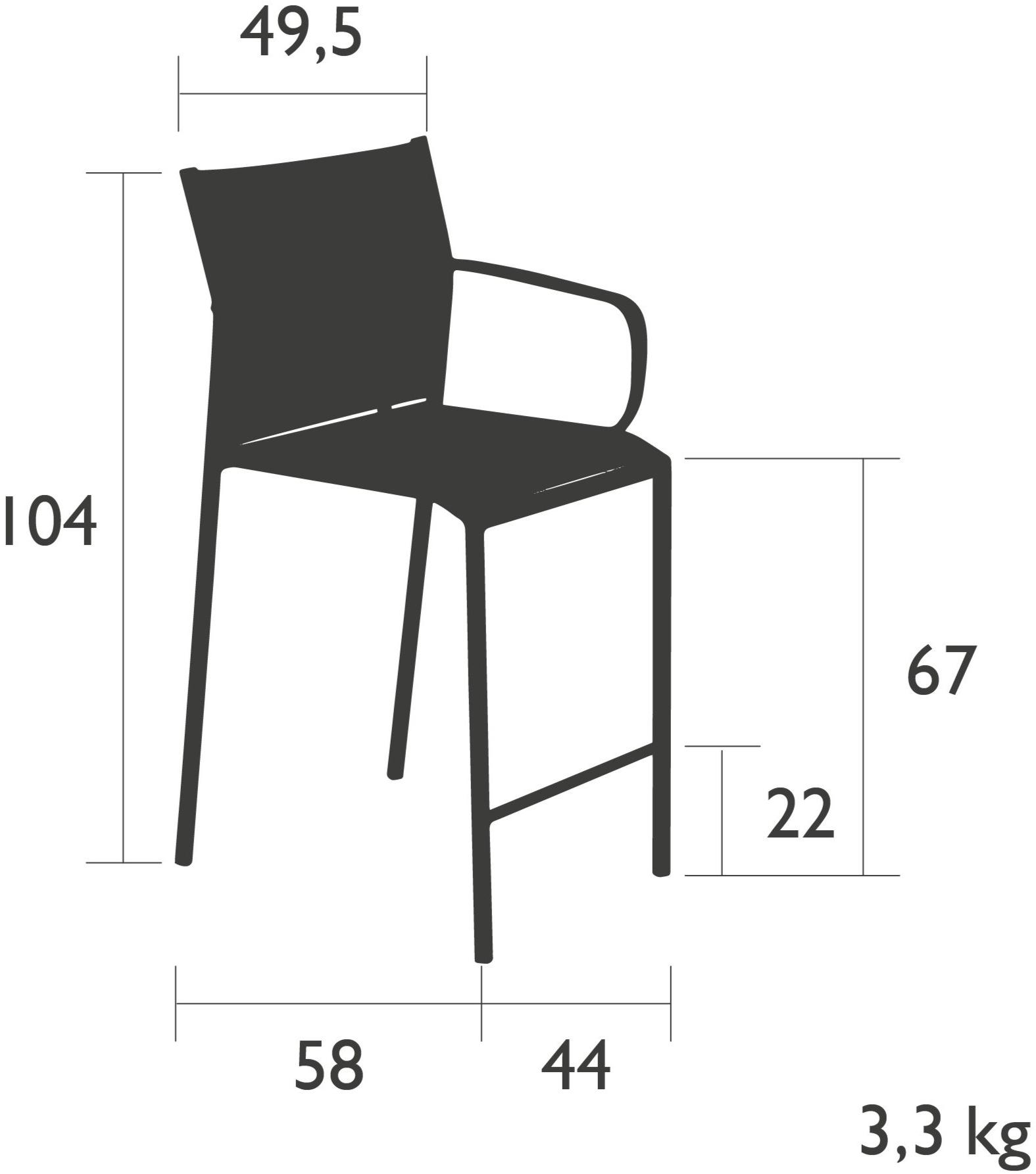 Fermob Высокий алюминиевый табурет с подлокотниками со спинкой Cadiz 8705 - Вид №3