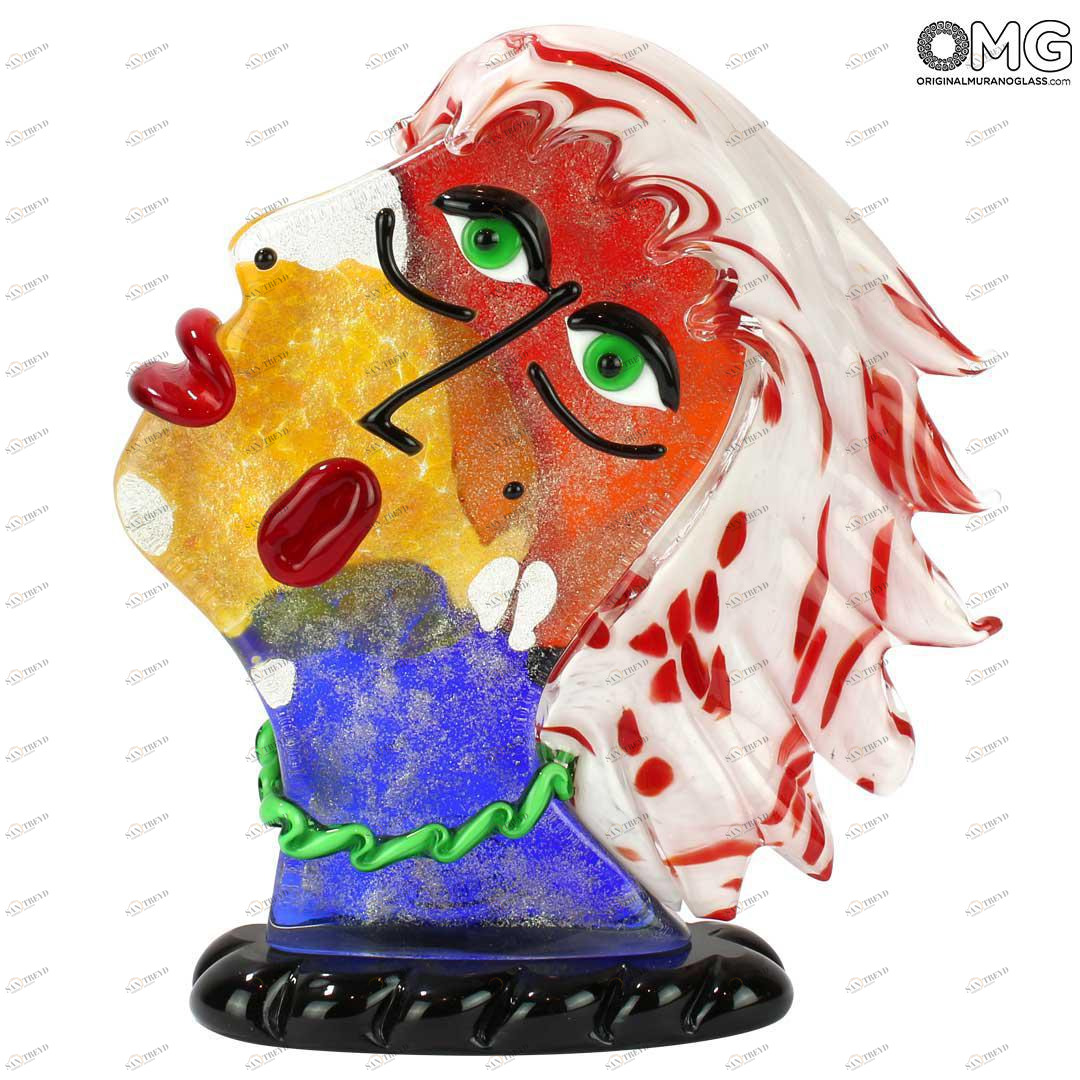 4725 ORIGINALMURANOGLASS Скульптура Голова Женщины - Pop Art - Original Murano Glass OMG 22 см PICASSO