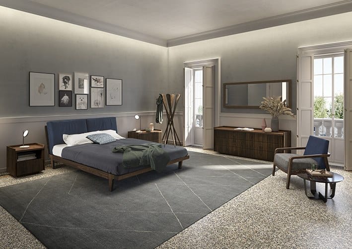 Кровать из массива дерева с изголовьем из ткани Riva 1920 REVO BED SOFT ARCH-00085737 - Вид №1