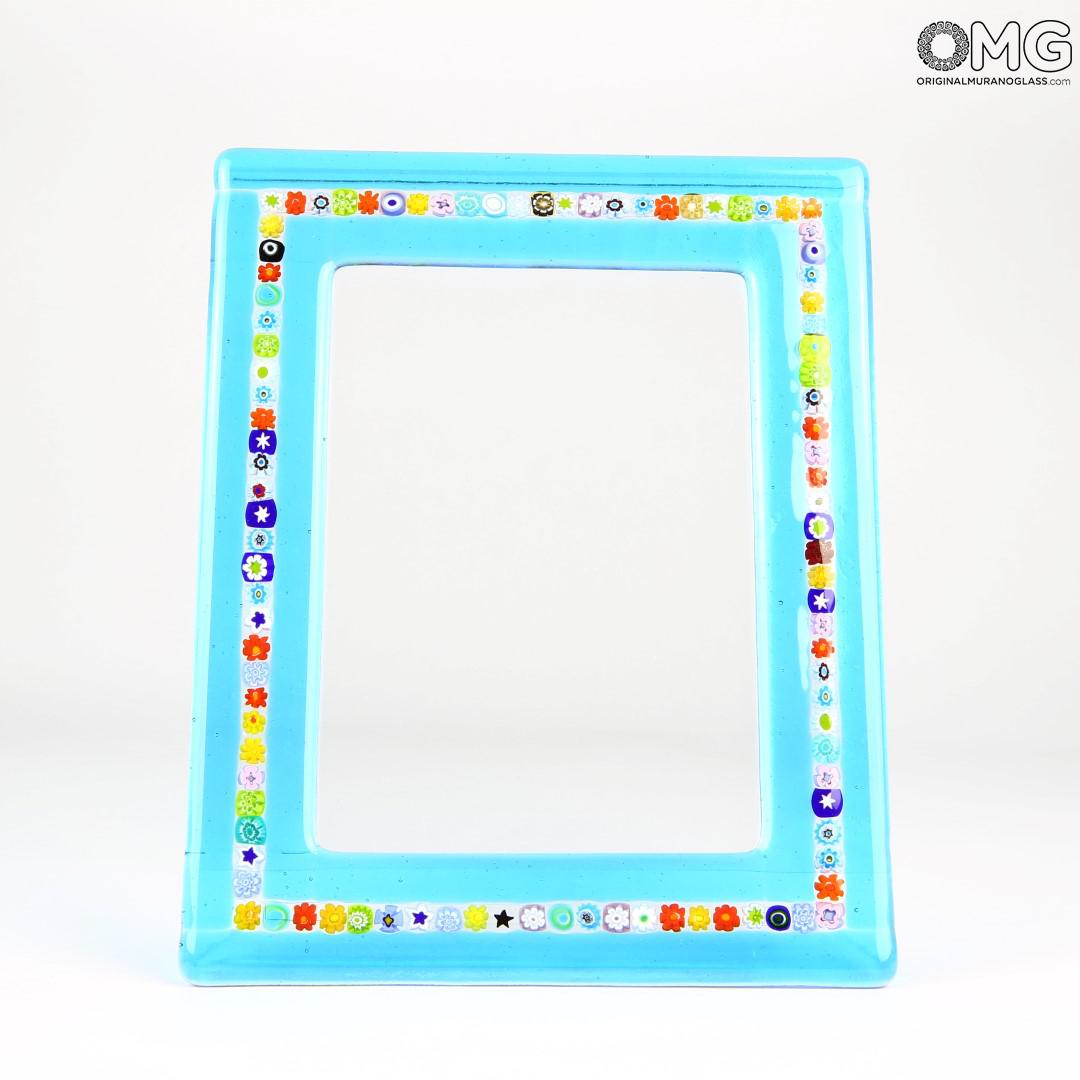 2826 ORIGINALMURANOGLASS Фоторамка Лазурная с мурринами - Original Murano Glass OMG 13 см  - Вид №1