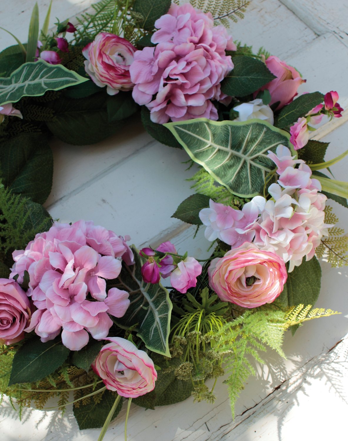 2647 510 a3 Искусственный венок 'лютик / роза / гортензия' Ø 50 см, розовый H-andreas 