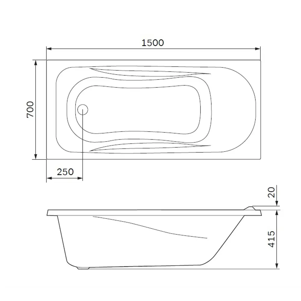 87088848 Ванна AM.PM Force W9FA-150-070W-A акриловая 150x70 см STLM-0073155 - Вид №10