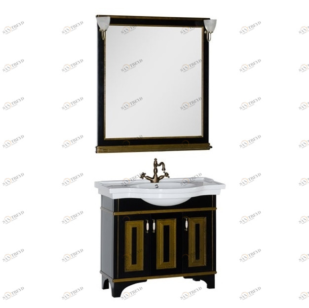 Комплект мебели Aquanet Валенса 100 черный краколет/золото 00180454