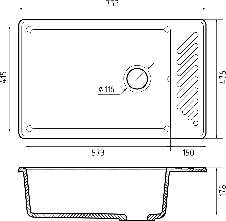 Кухонная мойка Кварц QUARZ S469 GranFest 51-S469 - Вид №1