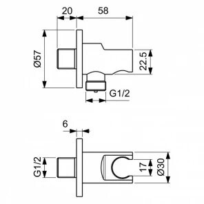 BC807A5 Держатель с подключением душевой лейки 1/2" Ideal Standard IDEALRAIN - Вид №5