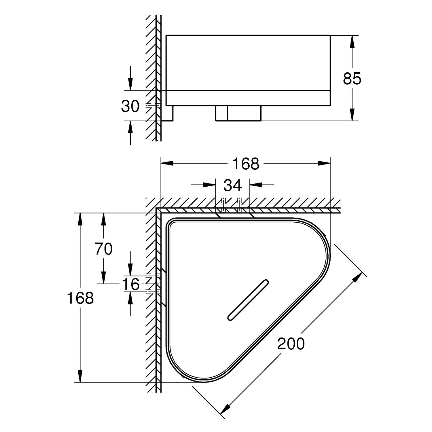 Полочка для душа GROHE Selection, угловая с держателем, холодный рассвет глянец (41038GL0) - Вид №1