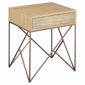 Тумбочка прикроватная с ящиком светлый дуб и медь Prince INTELLIGENT DESIGN  260717 Бежевый;дуб сонома