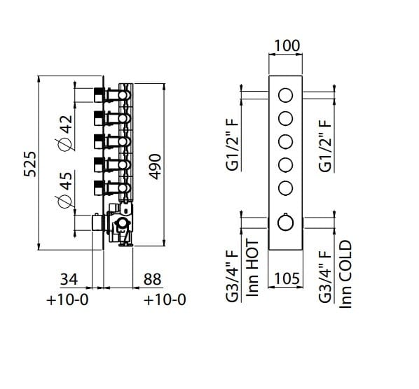 Встраиваемый термостатический смеситель для душа CARIMALI Q-TIME ARCH-00150455 - Вид №1
