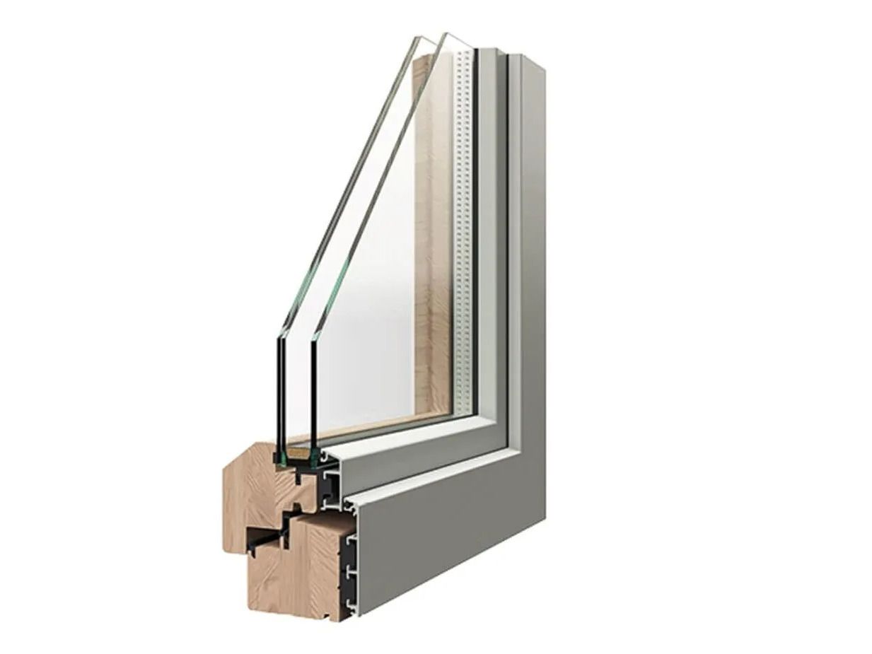 Алюминиевое деревянное створчатое окно Caiframe SOLID ARCH-00033387