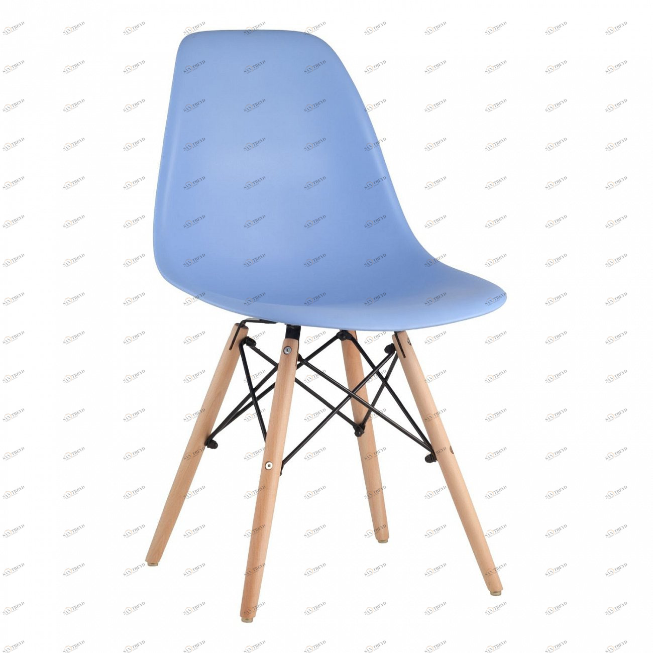 Стул со спинкой голубой с деревянными ножками Eames EAMES ДИЗАЙНЕРСКИЕ, EAMES DSW 00-3882016 Голубой 