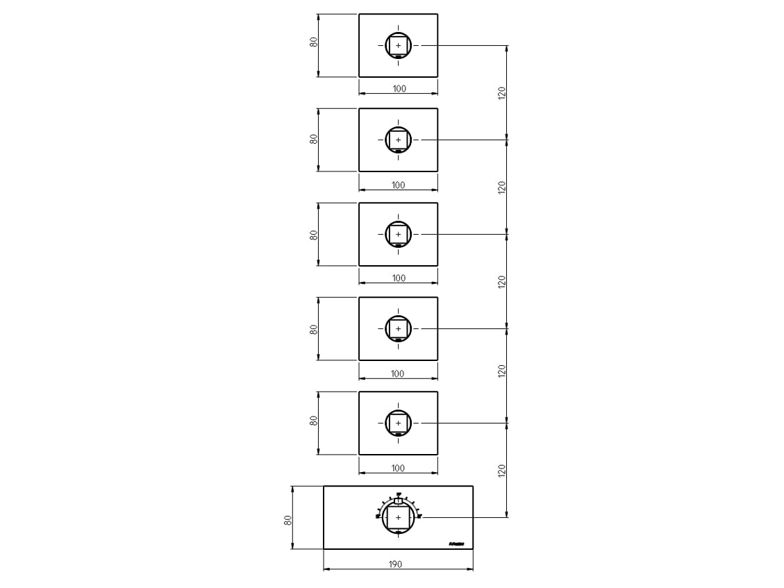 Термостатический смеситель для душа с 6 отверстиями из нержавеющей стали Rubinetterie Frattini Aline ARCH-00066910 - Вид №2