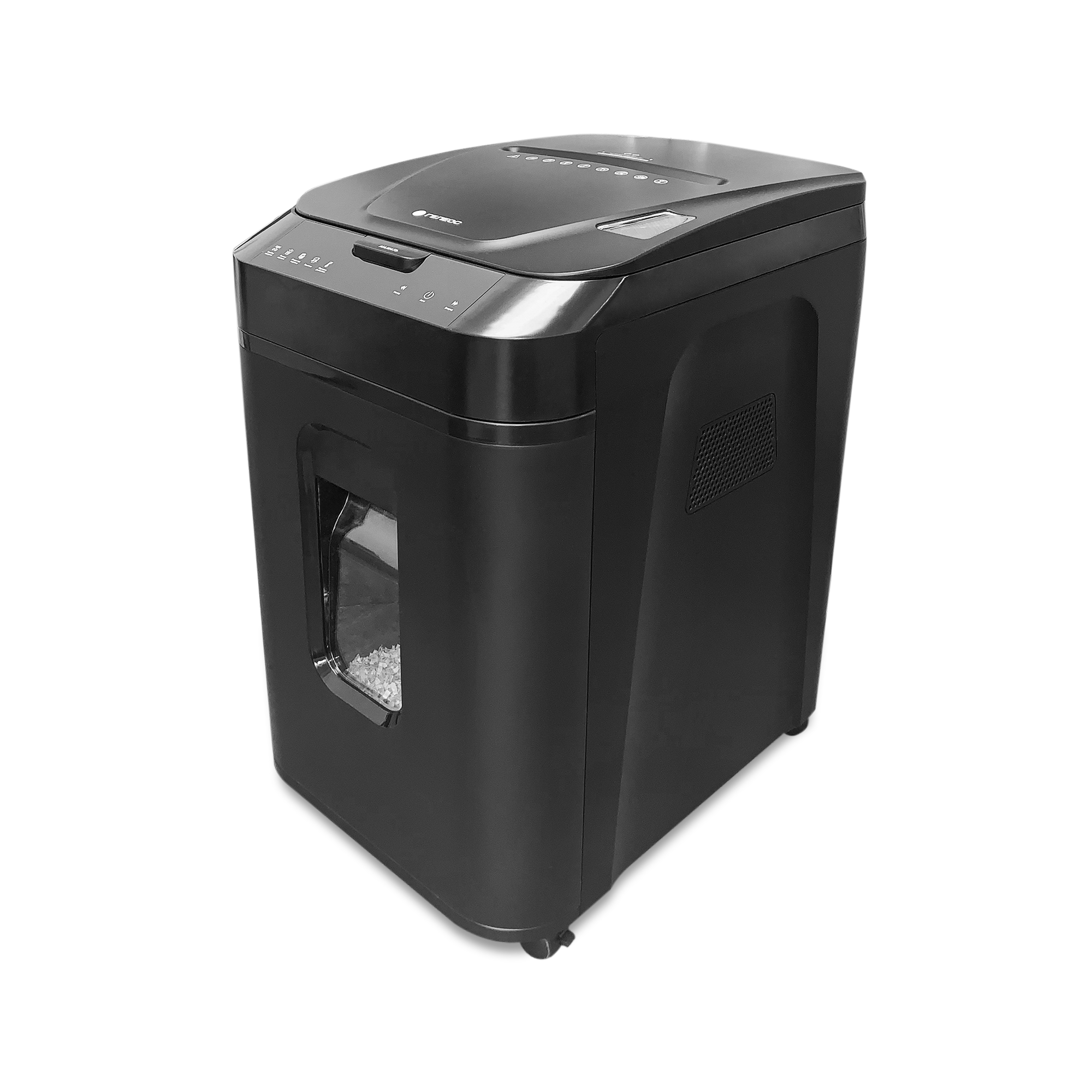 АП40 Уничтожитель документов -4, din p-4 (4 ур-нь секр.), фрагмент 3,9х12мм, автоподача 170 лист (70г/м2), пл.карты/скрепки/скобы, 37 литров Гелеос Santreyd  - Вид №1