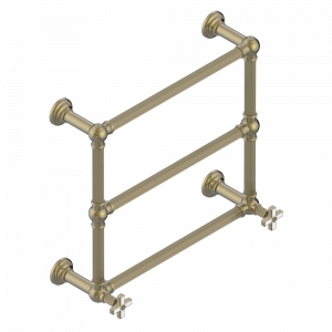 U9R-TWF3H2 Полотенцесушитель Традиционный каннелированный, 3 перекладины, 625 мм x 575 мм, водяной, с 2 декоративными крестовыми рукоятками Thg-paris Grand central с ручками-крестиками с белым ониксом Бронза