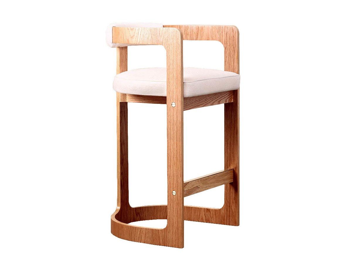 Деревянный мягкий барный стул с подставкой для ног Kelly Wearstler ZUMA ARCH-00113033