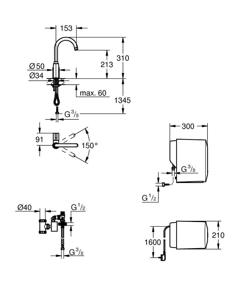 30085000 Комплект с вентилем для кухни Grohe GROHE Red хром - Вид №1