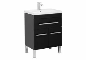 Тумба под раковину Aquanet Сиена 60 черный (напольный 1 ящик 2 дверцы)