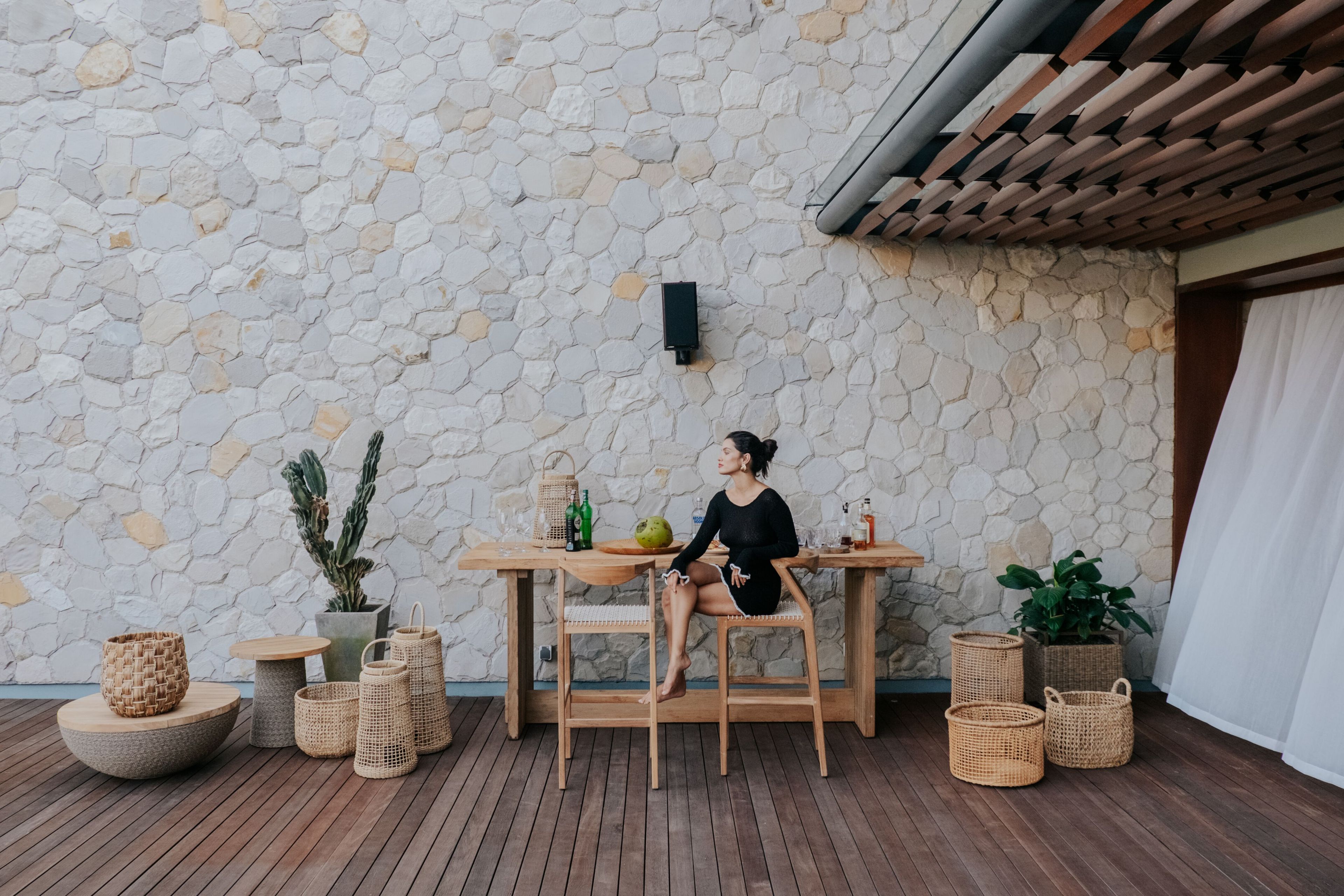 Высокий барный стул из тикового дерева со спинкой cbdesign Ким ARCH-00012053 - Вид №2