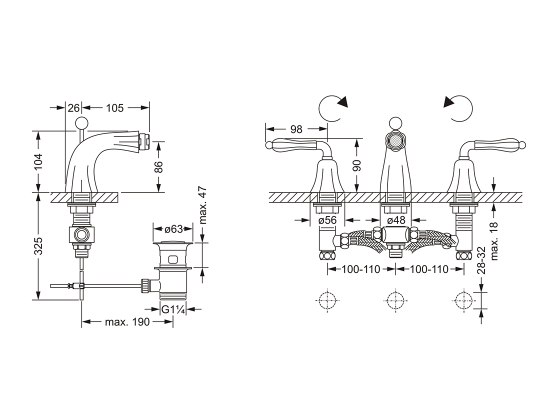 Смеситель для биде на три отверстия ½" JOERGER Albano 608.30.100.000 - Вид №1