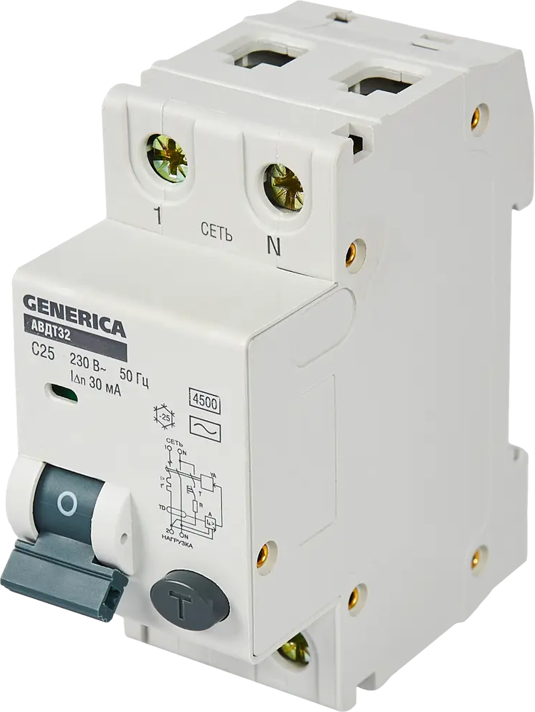 Дифференциальный автомат Generica АВДТ-32 с защитой 25А 84871060