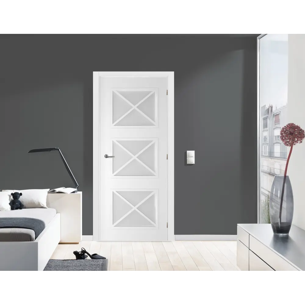 Дверь межкомнатная остекленная Камелия белый 2000x800 мм с фурнитурой МАРИО РИОЛИ STLM-2089338 - Вид №4
