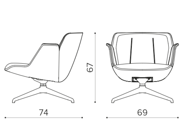 HV 7098 кресло с поворотным основанием из алюминия с 4 спицами True Design Hive - Вид №1