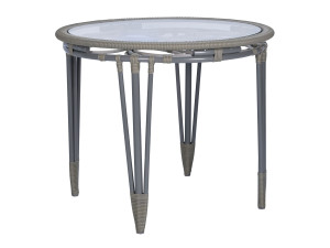Круглый алюминиевый и стеклянный садовый стол