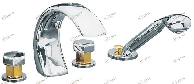 rvb Современный стиль, металлический комплект для ванны с 4 отверстиями и ручным душем Chambord 4030.--.70