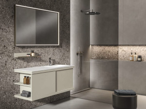 Подвесной умывальник с дверцами и встроенной раковиной