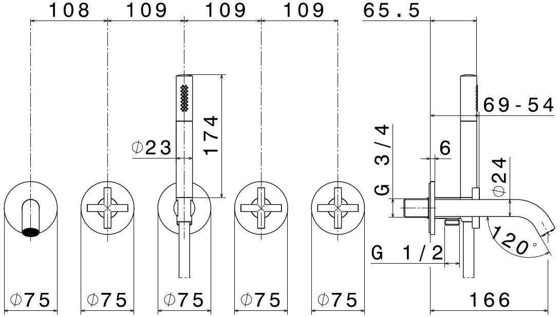 newform Встраиваемый в стену комплект для ванны с ручным душем Blink 70873e - 70973e - Вид №2