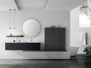 Подвесной шкаф с одной раковиной со встроенной раковиной