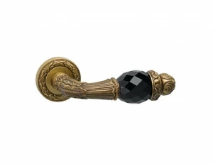 0R6541.N00.71 Набор дверных ручек на розах с черными кристаллами swarovski Античное серебро