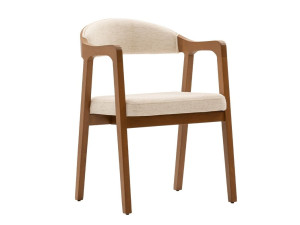 Деревянный стул с подлокотниками и мягким сиденьем