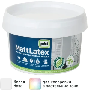 Краска латексная для стен и потолков Jobi Mattlatex матовая база A 250 мл