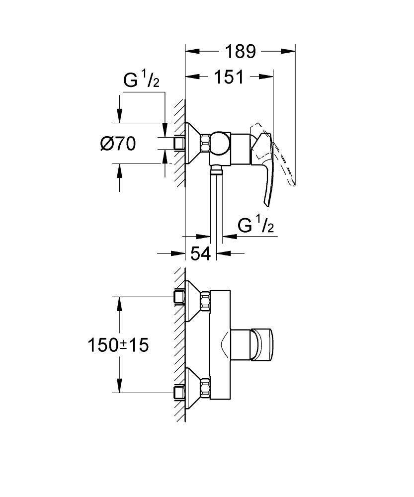33590001 Смеситель для душа Grohe Eurostyle хром - Вид №1