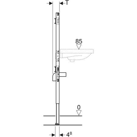 111.452.00.2 Инсталляция Geberit Duofix для раковины, 130 см, настенный смеситель наружного монтажа Geberit  - Вид №3