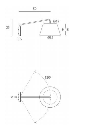 Регулируемый светодиодный настенный светильник с фиксированным кронштейном Olé Lighting Sento ARCH-00107250 - Вид №4
