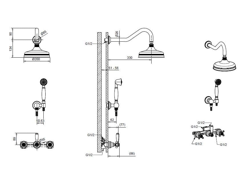 Набор для душа из хромированной латуни Bugnatese Lady ARCH-00077220 - Вид №2