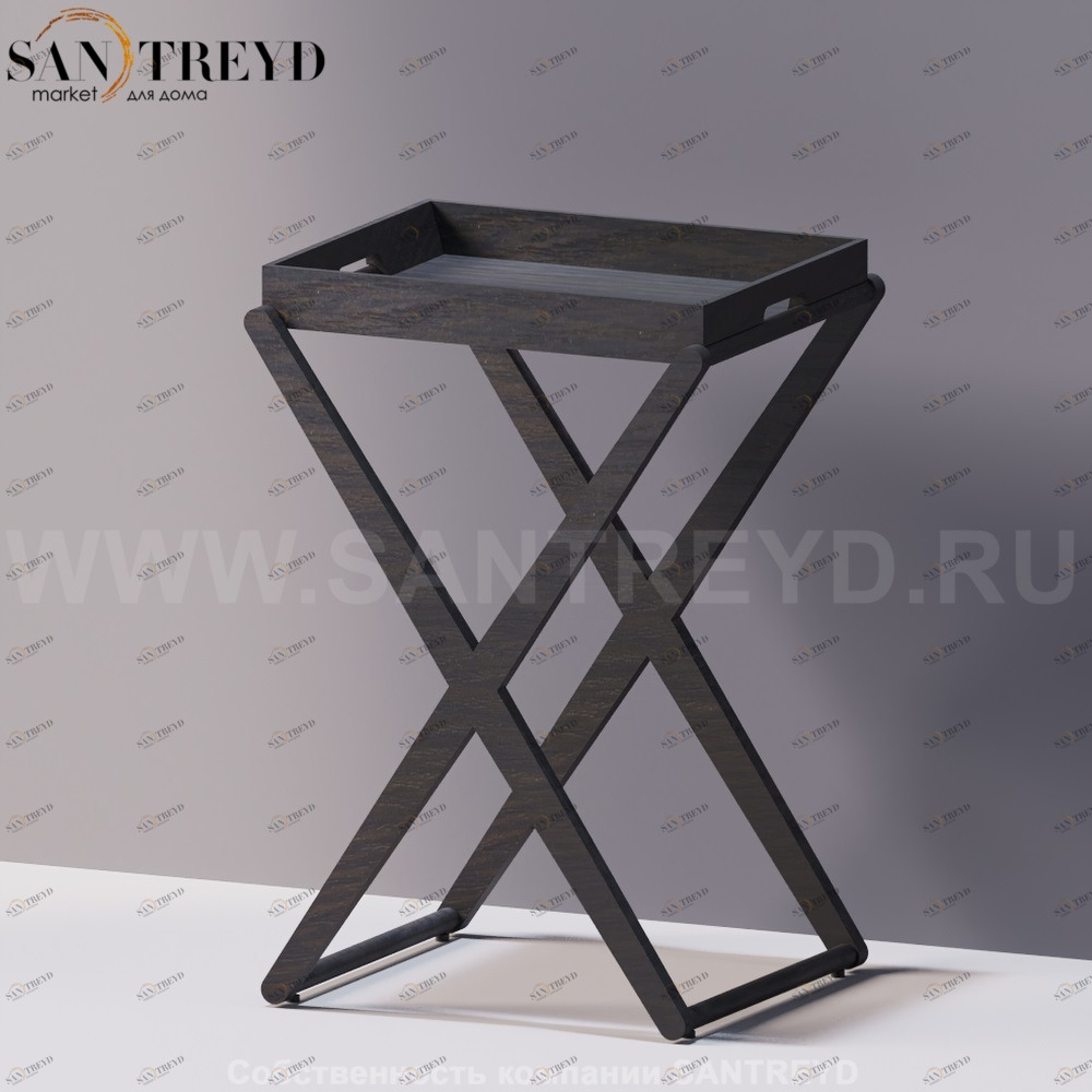 Agape X Высокий столик со съемным лотком под темный дуб ACOM0622RW