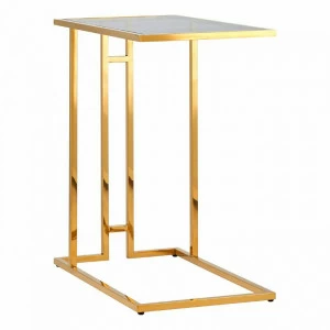 Журнальный столик стеклянный дымчатый с основанием золото 50х32 см "Бостон" STOOL GROUP  00-3881916 Золото