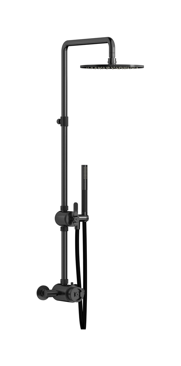 Душевая колонна с термостатом в комплекте с душевым гарнитуром. WE ARE IB b1800cs Brushed Black Chrome Indoor Shower