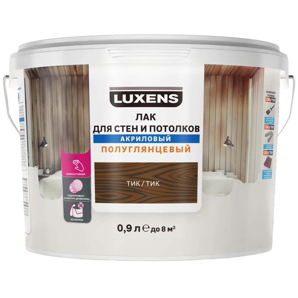 LUXENS Акриловый лак для стен и потолков цвет Тик 0,9 л 82607774 STLM-0031404 - Вид №1