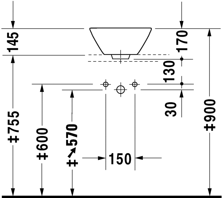0408330000 Накладная раковина на столешницу  овальная Duravit Starck 1 - Вид №2