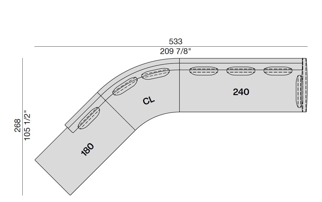 Изогнутый диван из ткани Porada Soul ARCH-00118323 - Вид №6