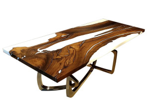 Прямоугольный стол из орехового дерева и смолы