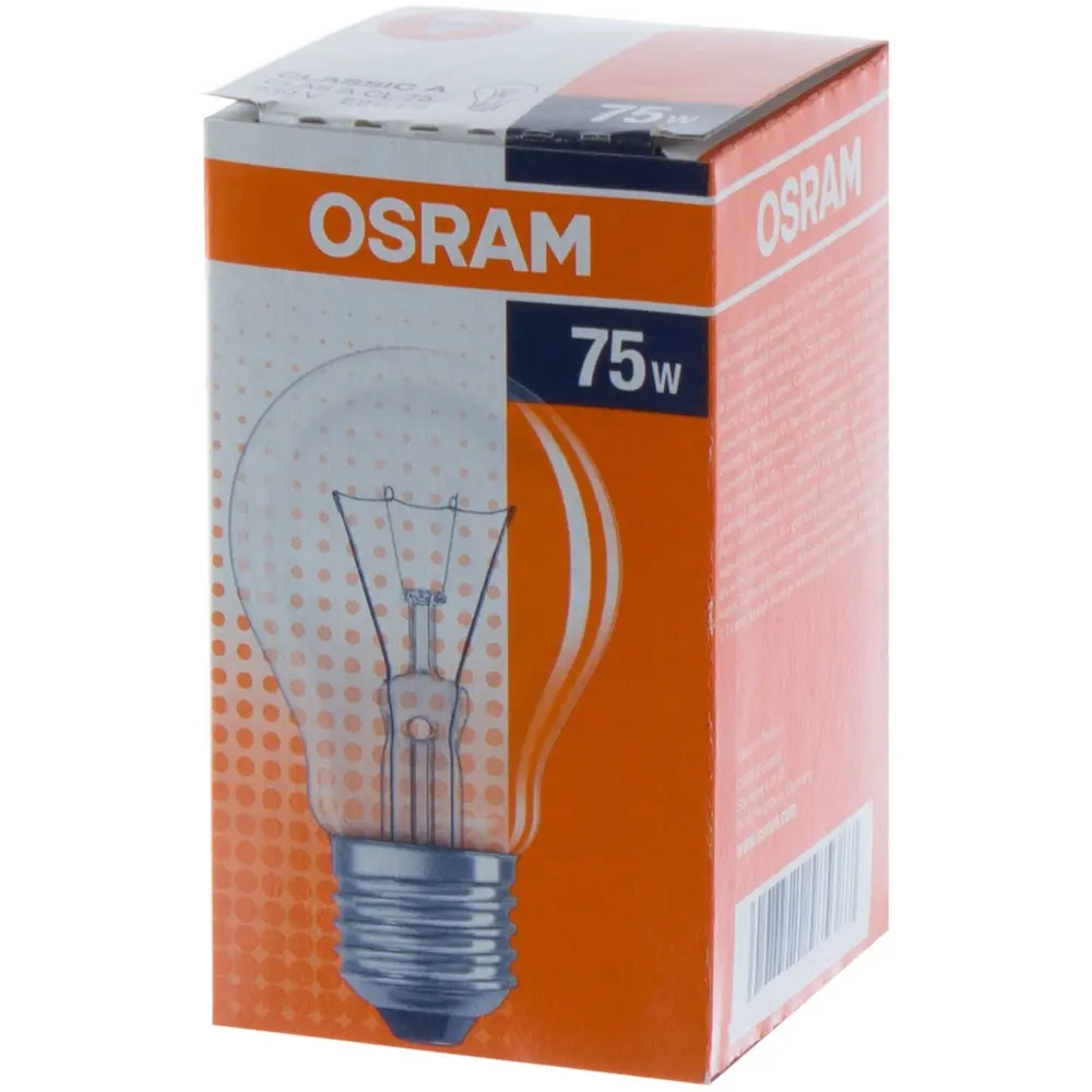 Лампа накаливания Osram шар E27 75 Вт прозрачная свет тёплый белый STLM-2195316 - Вид №1
