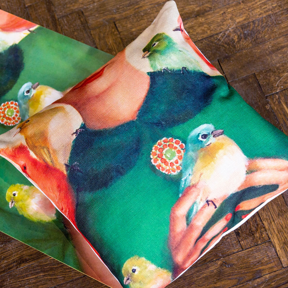 552606128 Арт-подушка «Птицы счастья» Object Desire  - Вид №1