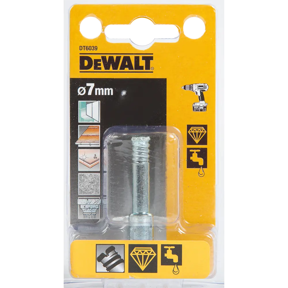 Сверло трубчатое алмазное по стеклу и керамике Dewalt DT6039 7 мм 82283722 STLM-2099429  - Вид №3
