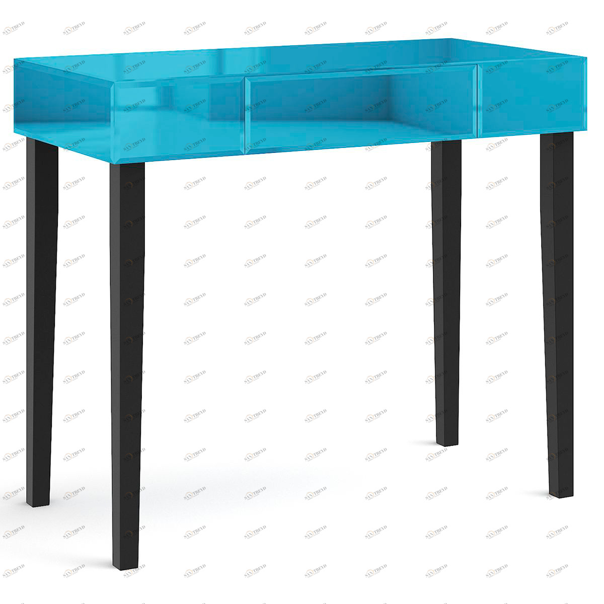 Консоль зеркальная синяя с ящиком и черными ножками "Грэйс" GRAUM  304040 Зеркальный;синий 